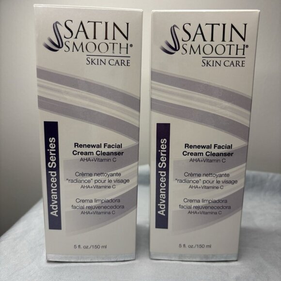 Satin Smooth Other - 2-SATIN SMOOTH Advanced Series Renewal Facial Cream Cleanser with 5fl.oz NEW
